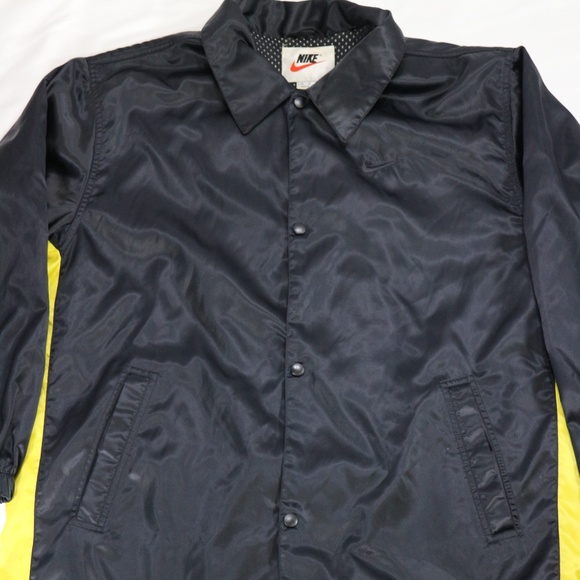 VTG NIKE Satin Black and Yellow Snap Button Jacket - Picture 3 of 8